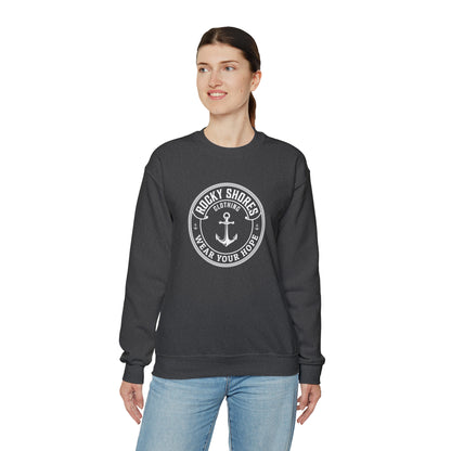 Introducing the "Rocky Shores Anchored In Hope Unisex Heavy Blend Crewneck Sweatshirt," where comfort meets versatility in a perfect blend.  Crafted with meticulous care, these sweatshirts are a blend of 50% cotton and 50% polyester, creating a harmonious balance between softness and durability.