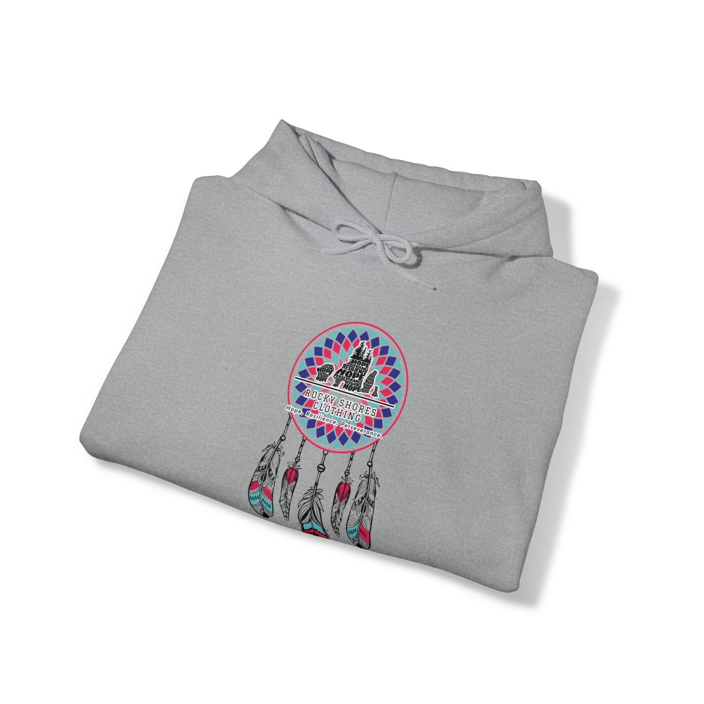 Introducing the Rocky Shores Dream Catcher Unisex Heavy Blend Hoodie – your ultimate companion for comfort and style. The perfect choice for embracing the cold, this hoodie boasts a medium-heavy fabric weight, providing both substance and comfort. With a composition of 50% cotton and 50% polyester (fiber content may vary for different colors)