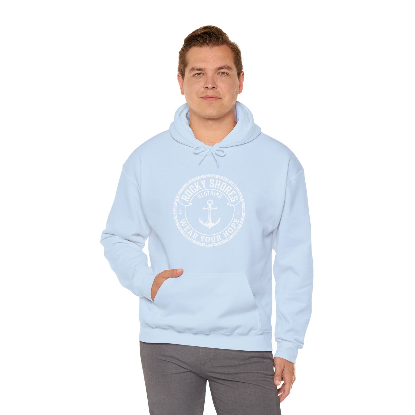 Introducing the Rocky Shores Anchored in Hope Unisex Hoodie – the epitome of comfort and style united. This hoodie goes beyond mere clothing; it's an oasis of relaxation. Skillfully crafted from a rich blend of cotton and polyester, it envelops you in a plush embrace, turning every wear into a moment of cozy warmth and comfort, especially on those chilly days.