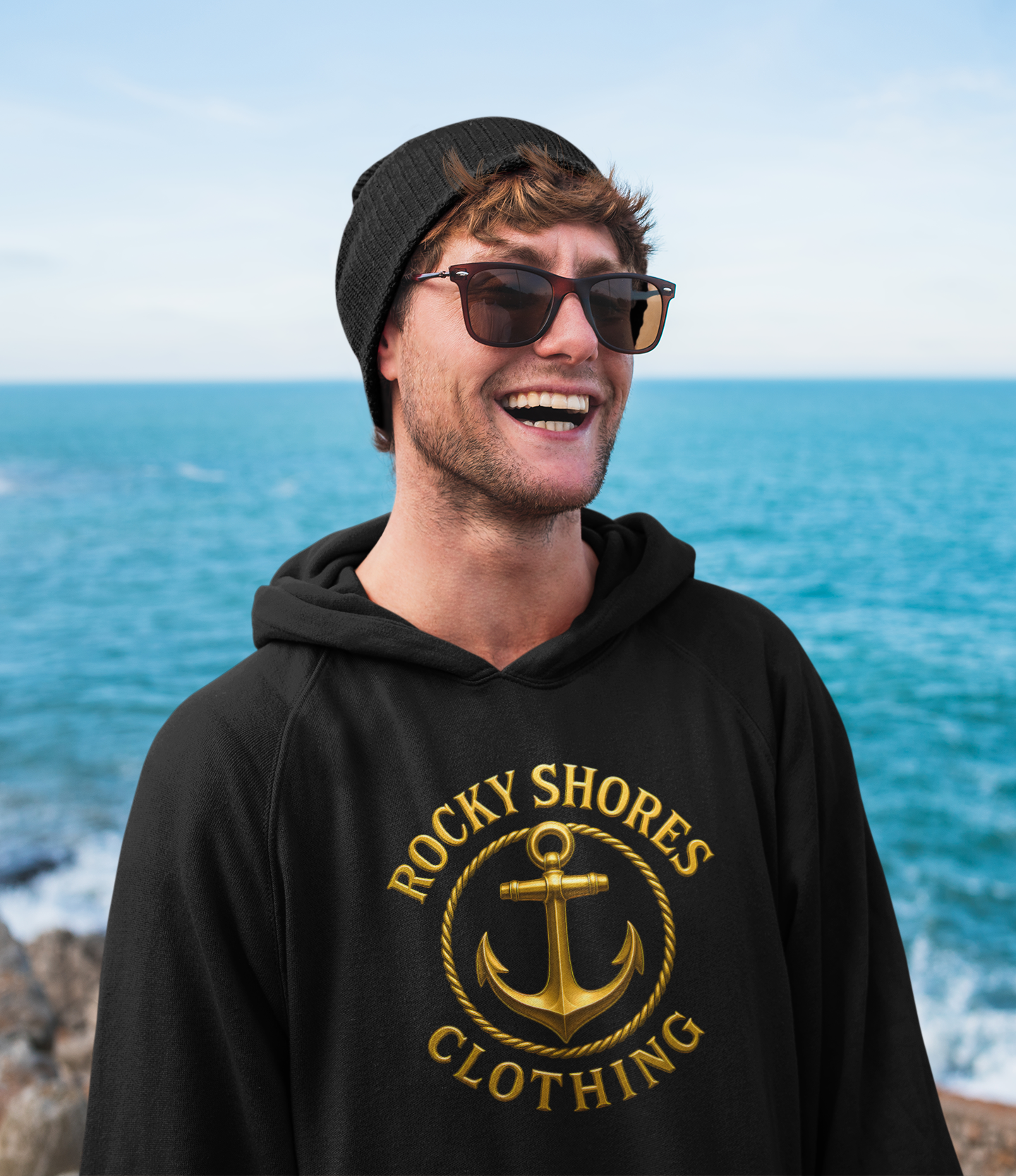 Rocky Shores Clothing Golden Anchor - Classic Unisex Hoodie