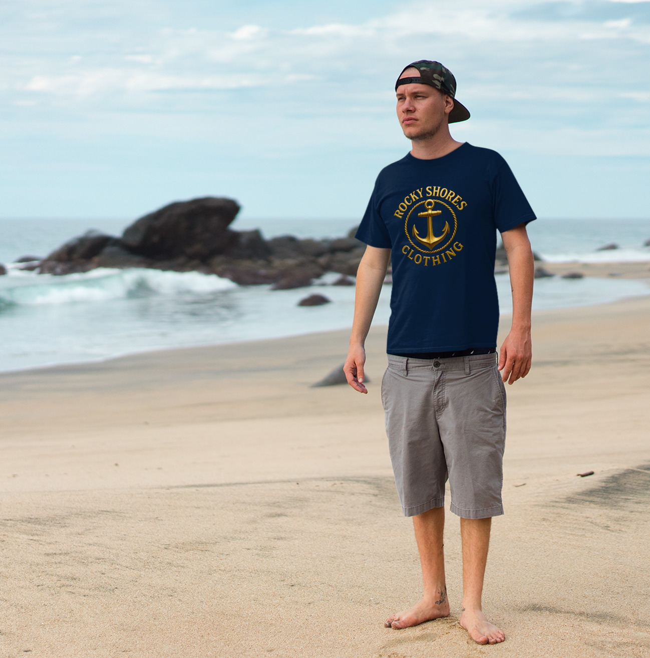 Rocky Shores Clothing - Golden Anchor Classic Unisex Crewneck T-shirt